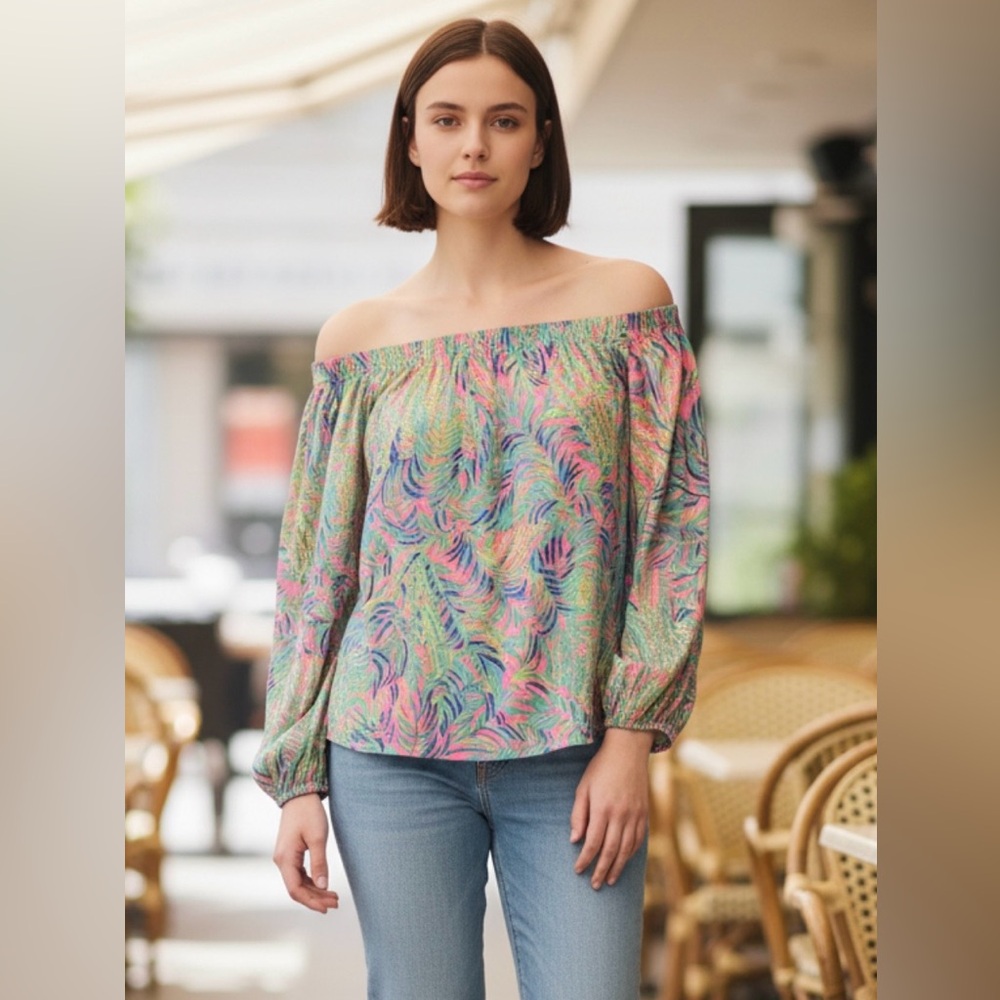 Lilly Pulitzer Adira Silk Off The Shoulder Top XS